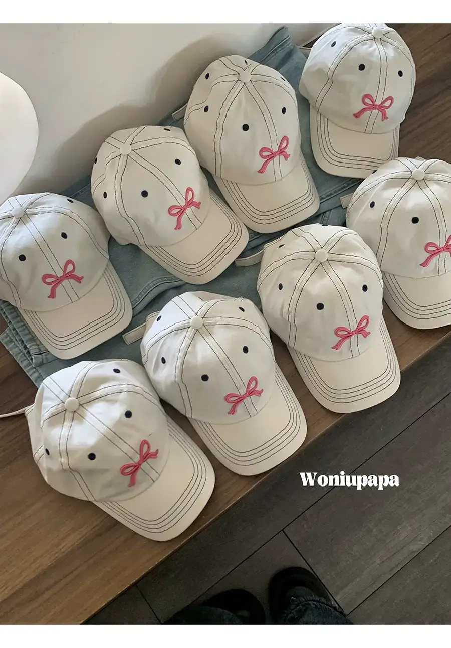 Women's Blue Bow Embroidered Baseball Cap Summer Sunscreen — feature 2