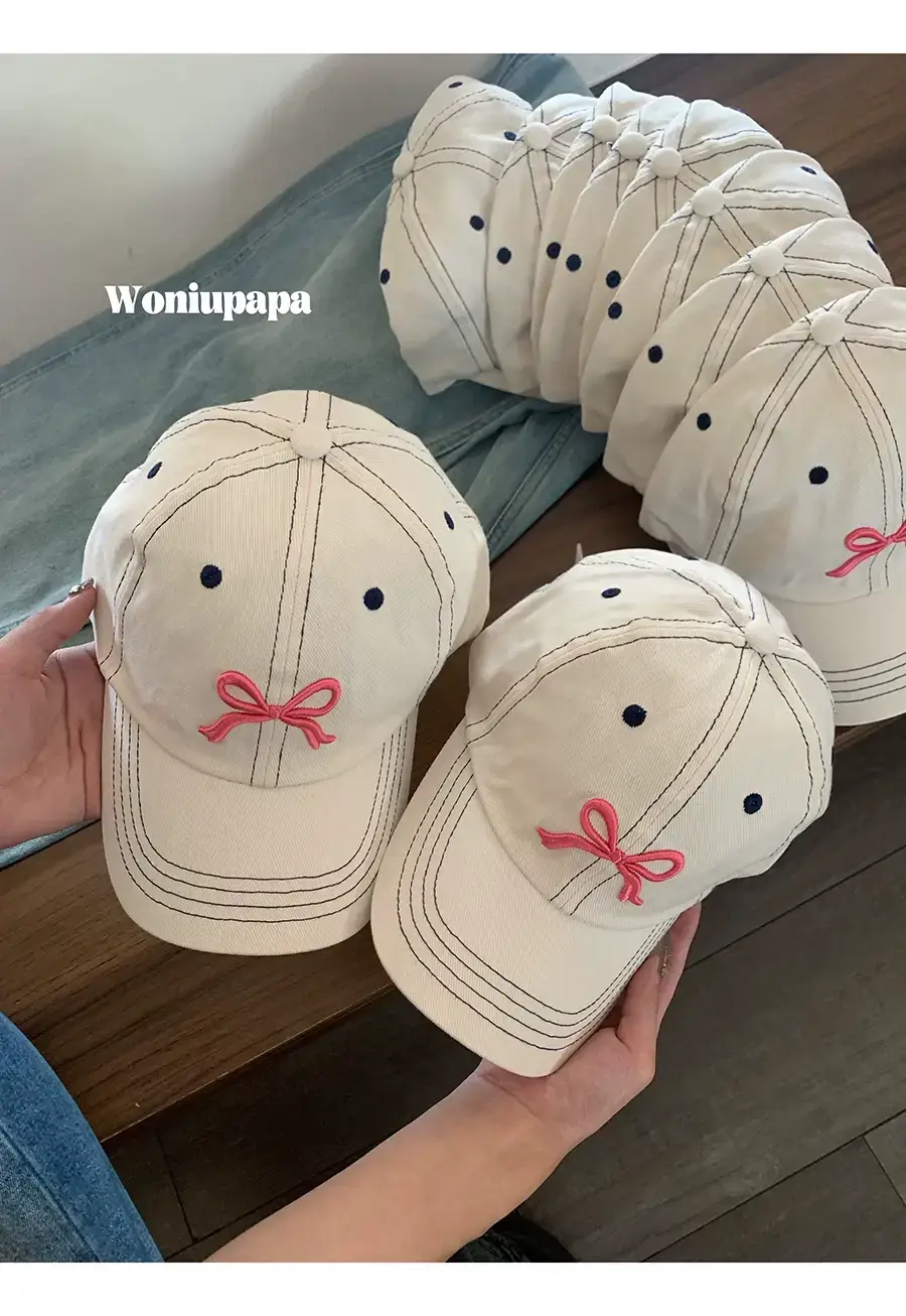 Women's Blue Bow Embroidered Baseball Cap Summer Sunscreen — feature 4