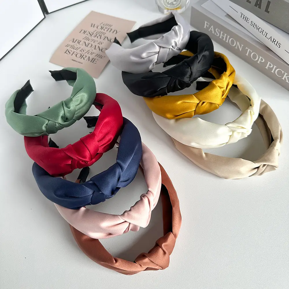 Pink Knotted Satin Headband for Women - Image 14