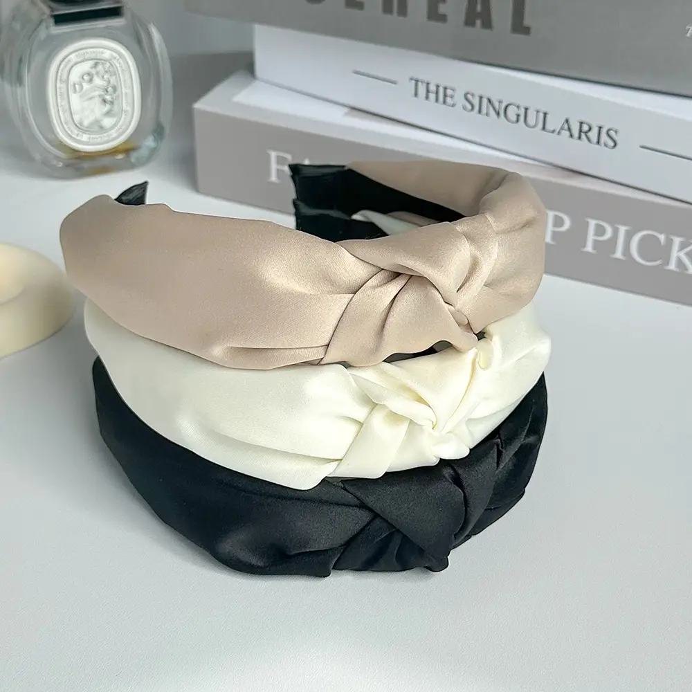 Pink Knotted Satin Headband for Women — feature 10