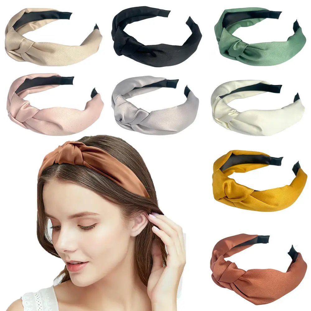 Pink Knotted Satin Headband for Women — feature 4