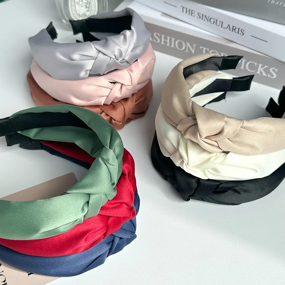 Pink Knotted Satin Headband for Women — feature 7