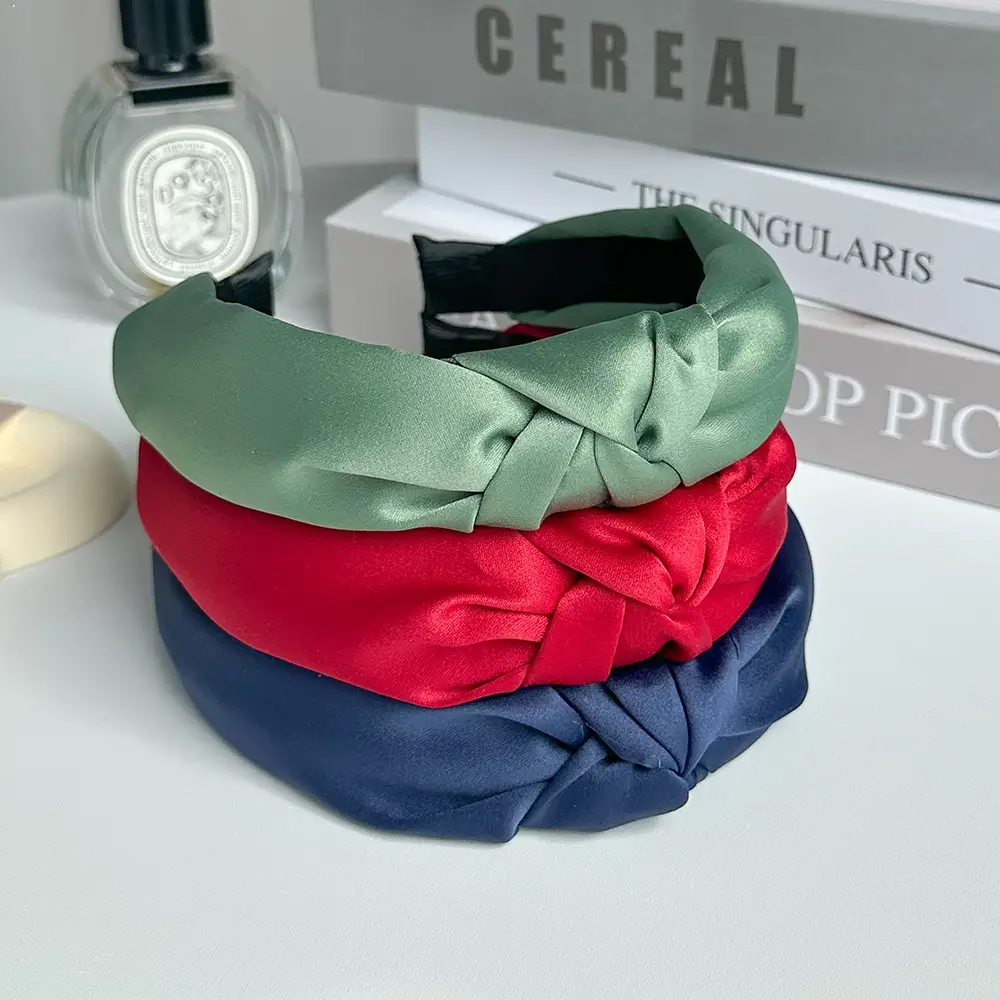 Pink Knotted Satin Headband for Women — feature 9