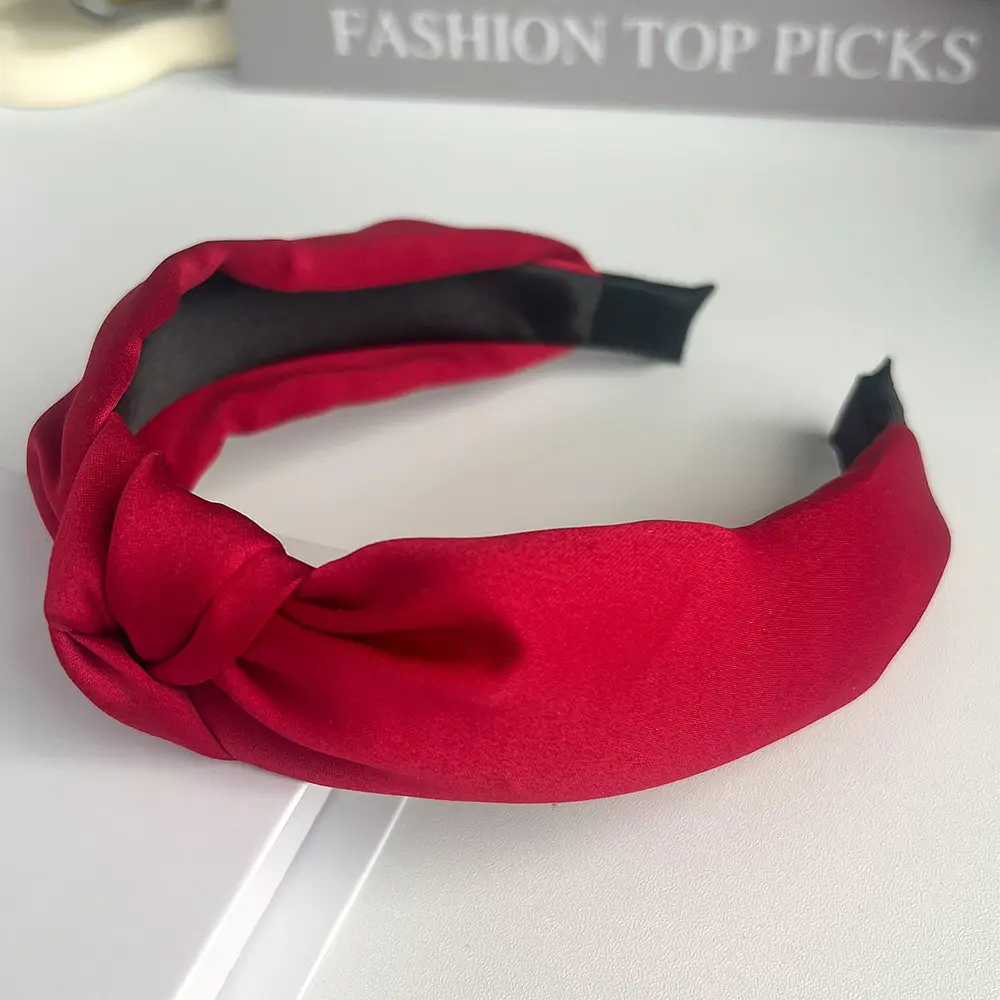 Pink Knotted Satin Headband for Women - Image 13