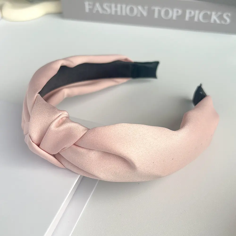 Pink Knotted Satin Headband for Women - Image 9