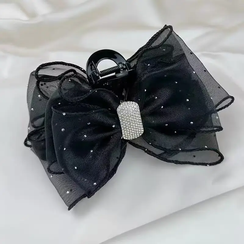 Rhinestone Block Mesh Bow Grip