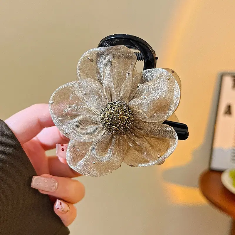 Black Satin Bow Hair Clip with Diamond Back - Image 34