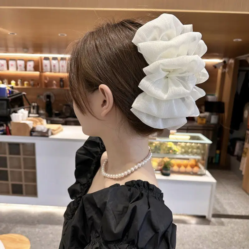Black Satin Bow Hair Clip with Diamond Back - Image 59