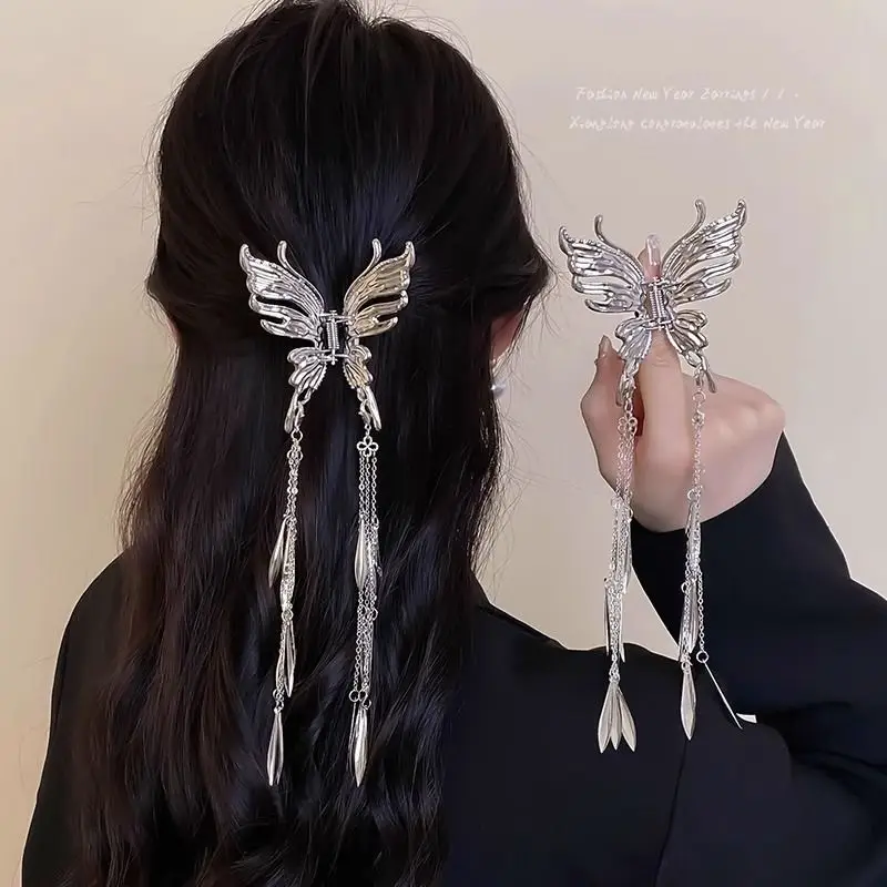 Black Satin Bow Hair Clip with Diamond Back - Image 101