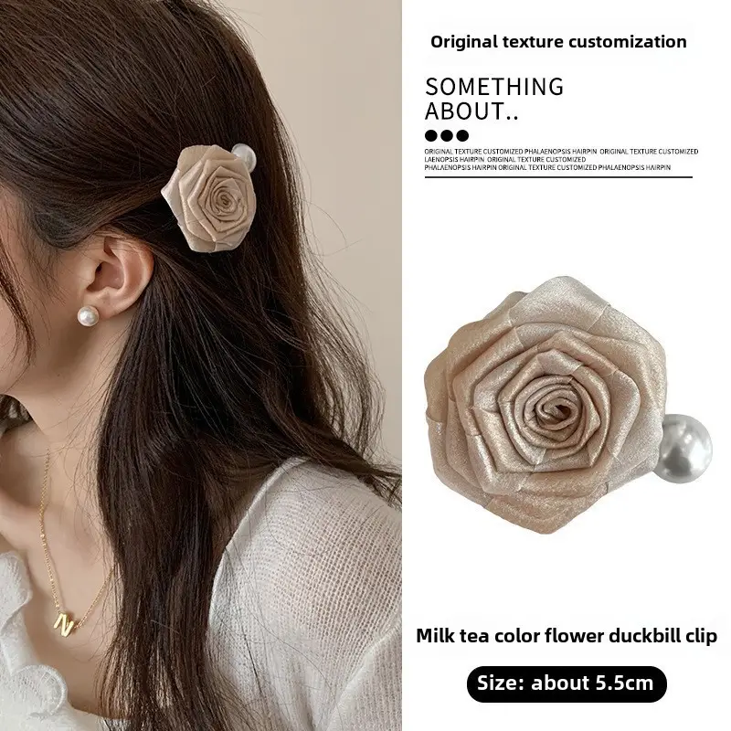 Black Satin Bow Hair Clip with Diamond Back - Image 105