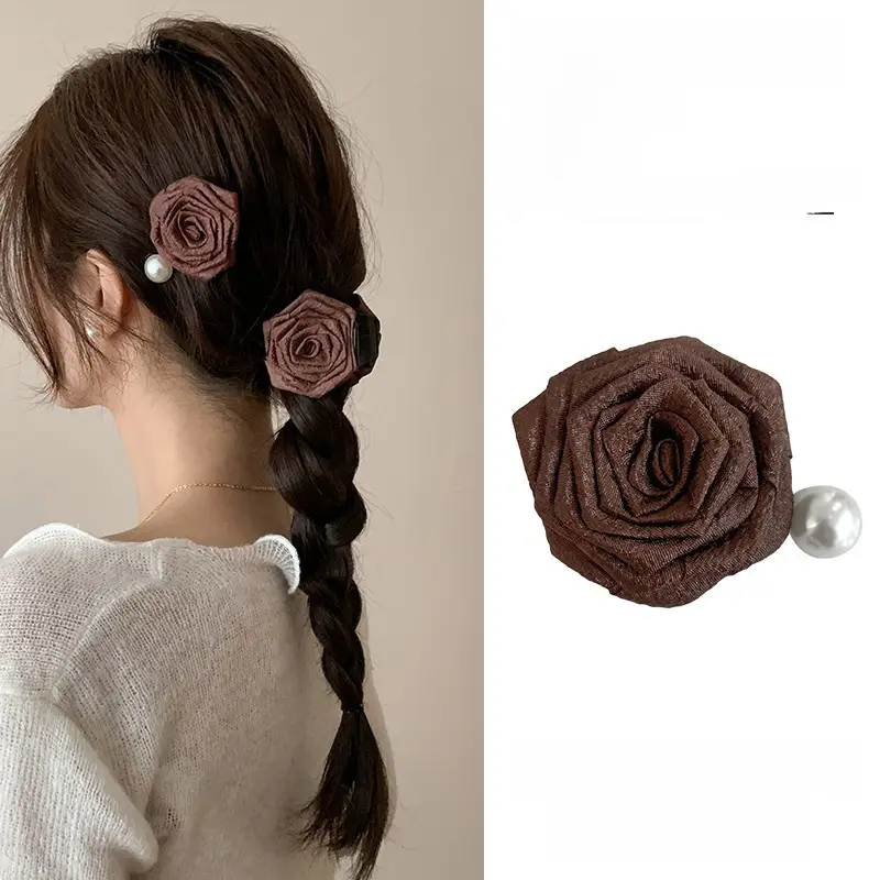 Black Satin Bow Hair Clip with Diamond Back - Image 106