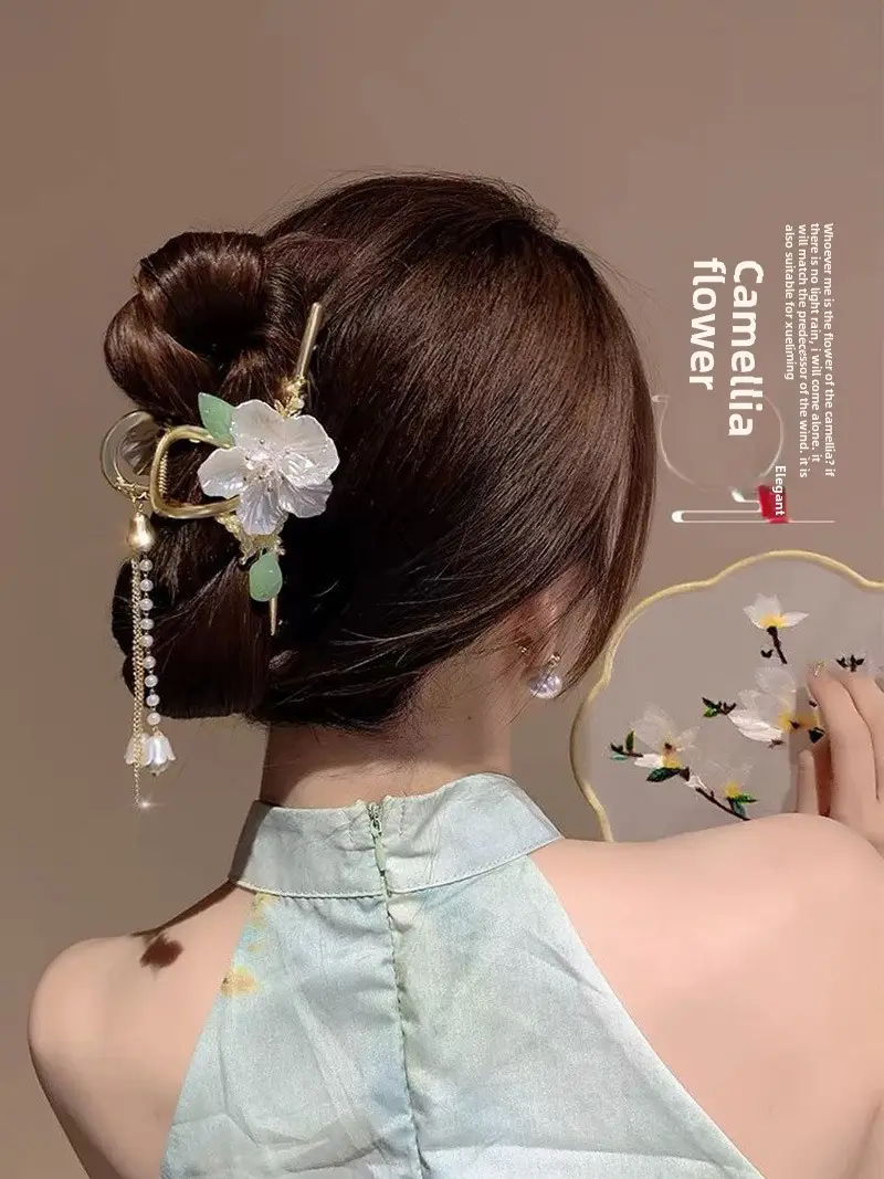 Black Satin Bow Hair Clip with Diamond Back - Image 97