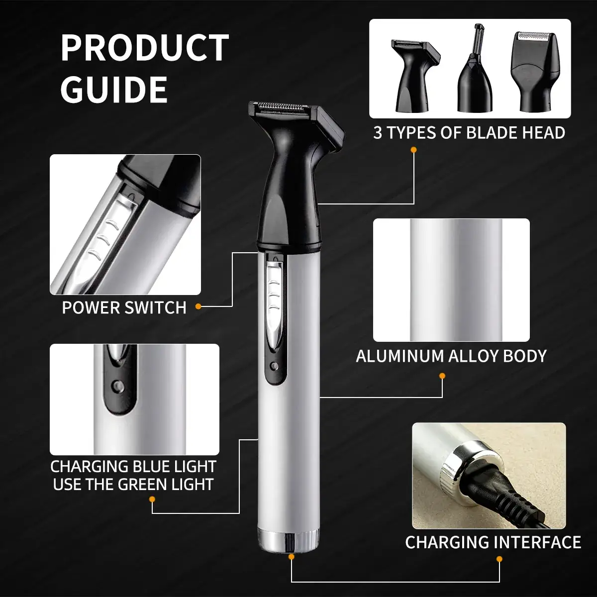 RuiBo 4-in-1 Electric Nose Hair Trimmer Set - Image 3