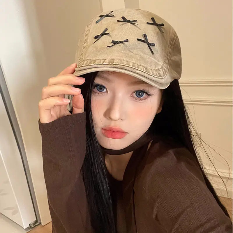Women's Korean Bow Forward Hat Spring Summer Casual Beret - Image 4