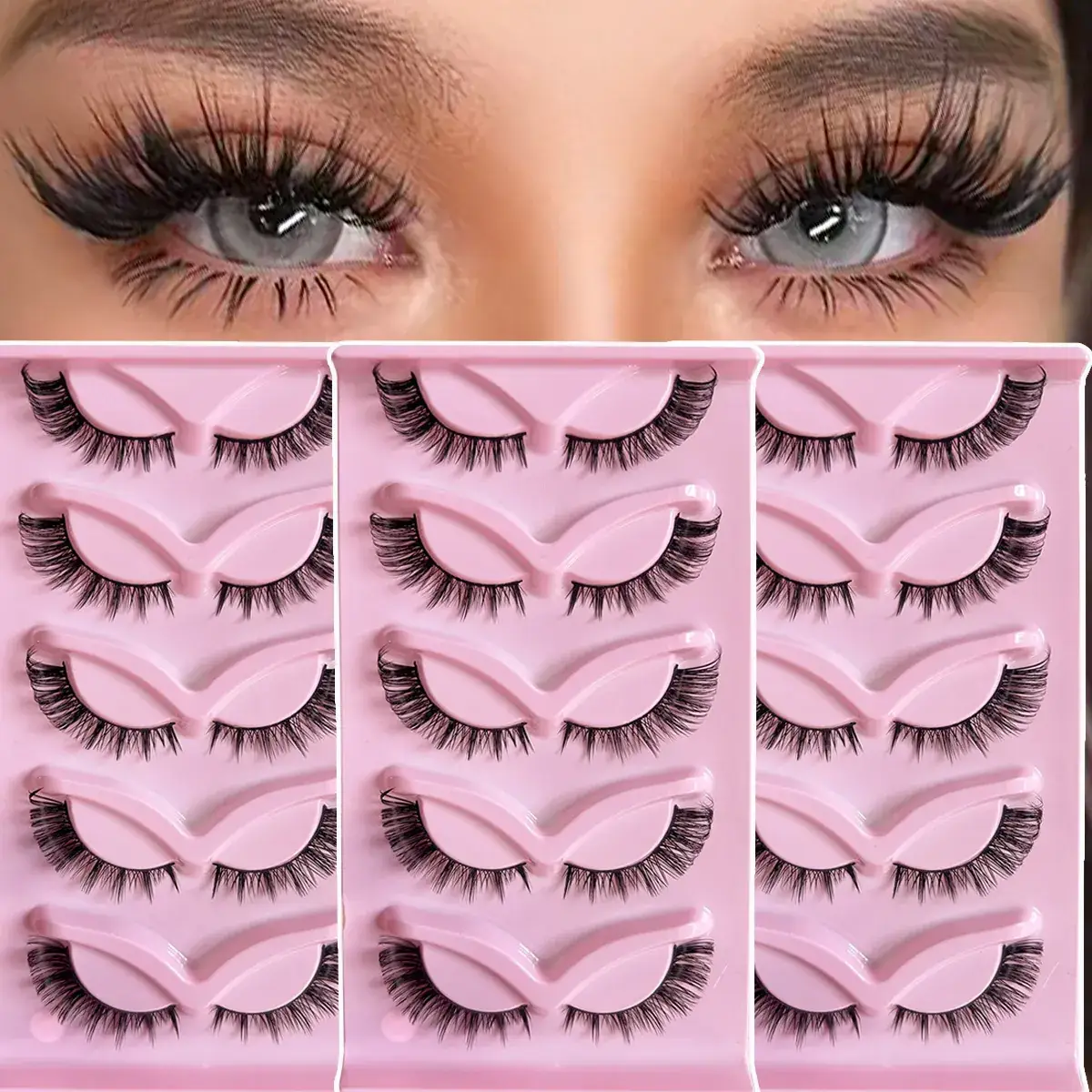 5 Pairs of Fox-Type Slanted False Eyelashes for Women