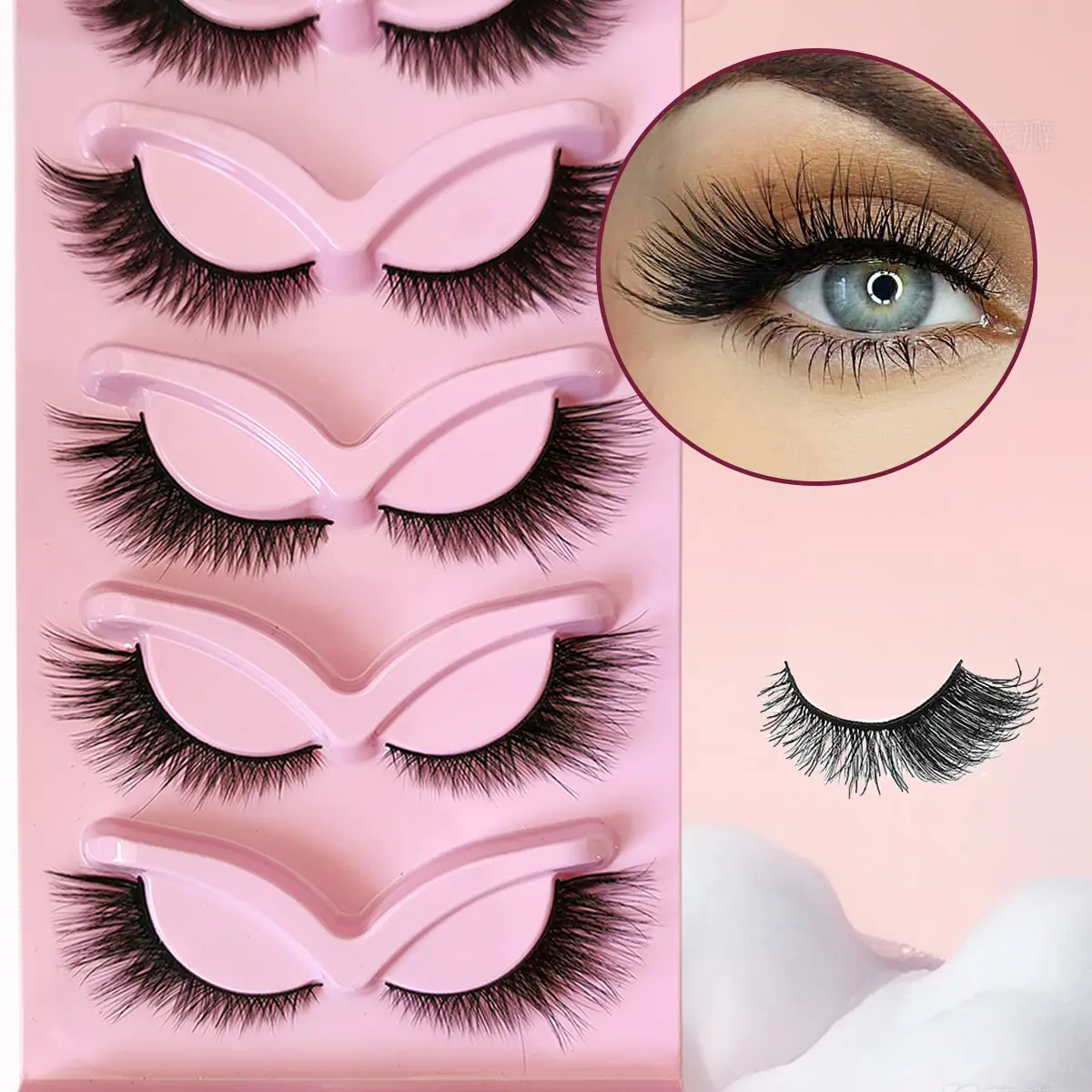 5 Pairs of Fox-Type Slanted False Eyelashes for Women — feature 2