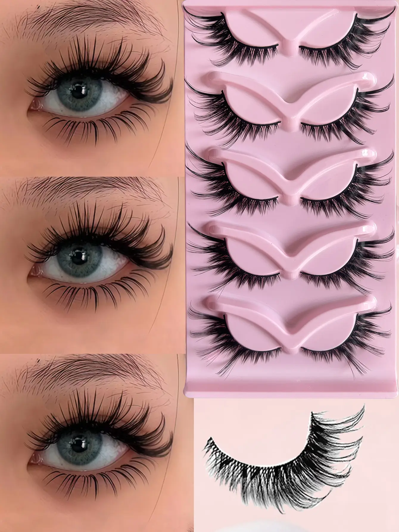 5 Pairs of Fox-Type Slanted False Eyelashes for Women — feature 8