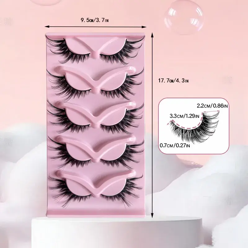 5 Pairs of Fox-Type Slanted False Eyelashes for Women