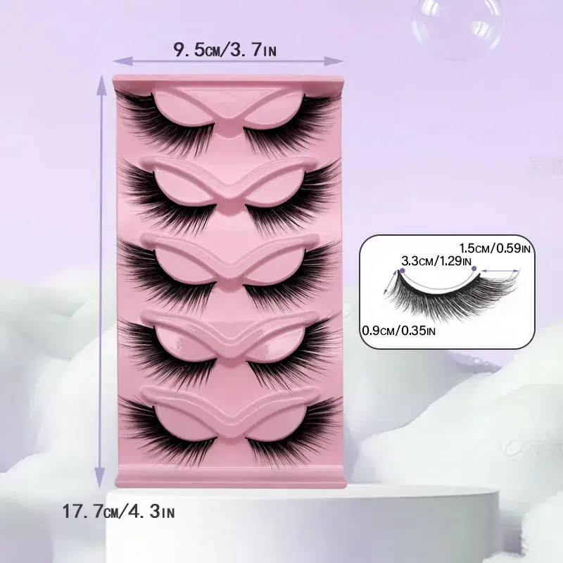 5 Pairs of Fox-Type Slanted False Eyelashes for Women
