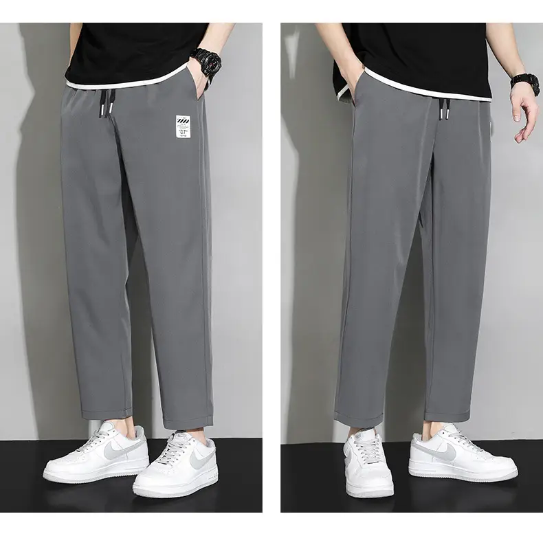 Men Ice Silk Ankle Pants Black Quick Dry Loose Sports — feature 15