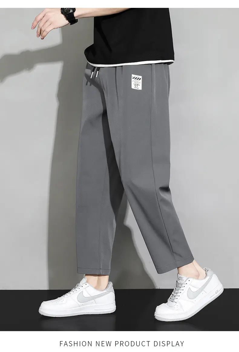 Men Ice Silk Ankle Pants Black Quick Dry Loose Sports — feature 16