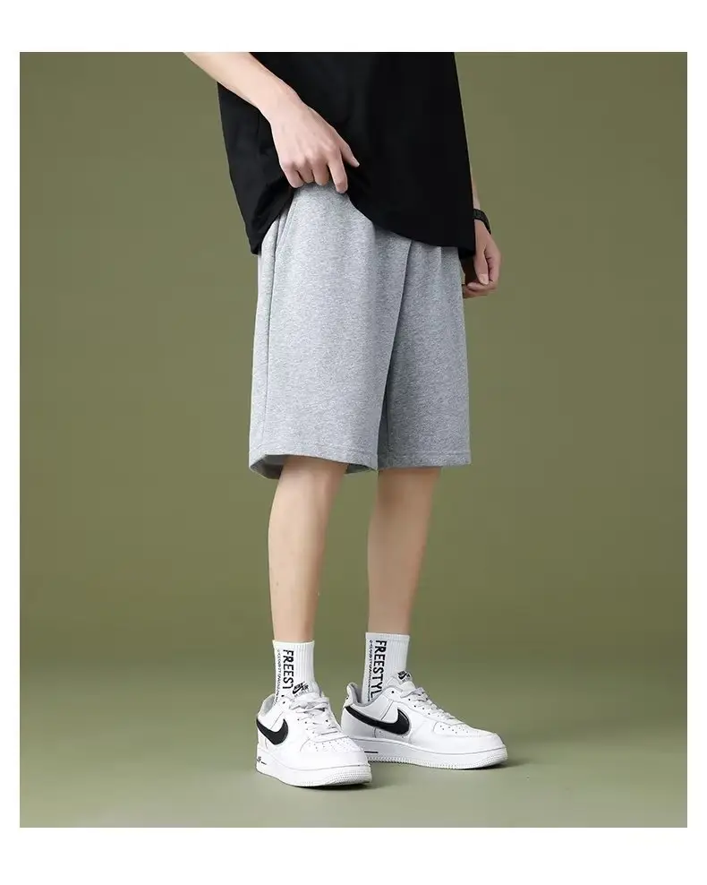 Men Grey Elastic Waist Shorts Summer Casual — feature 18
