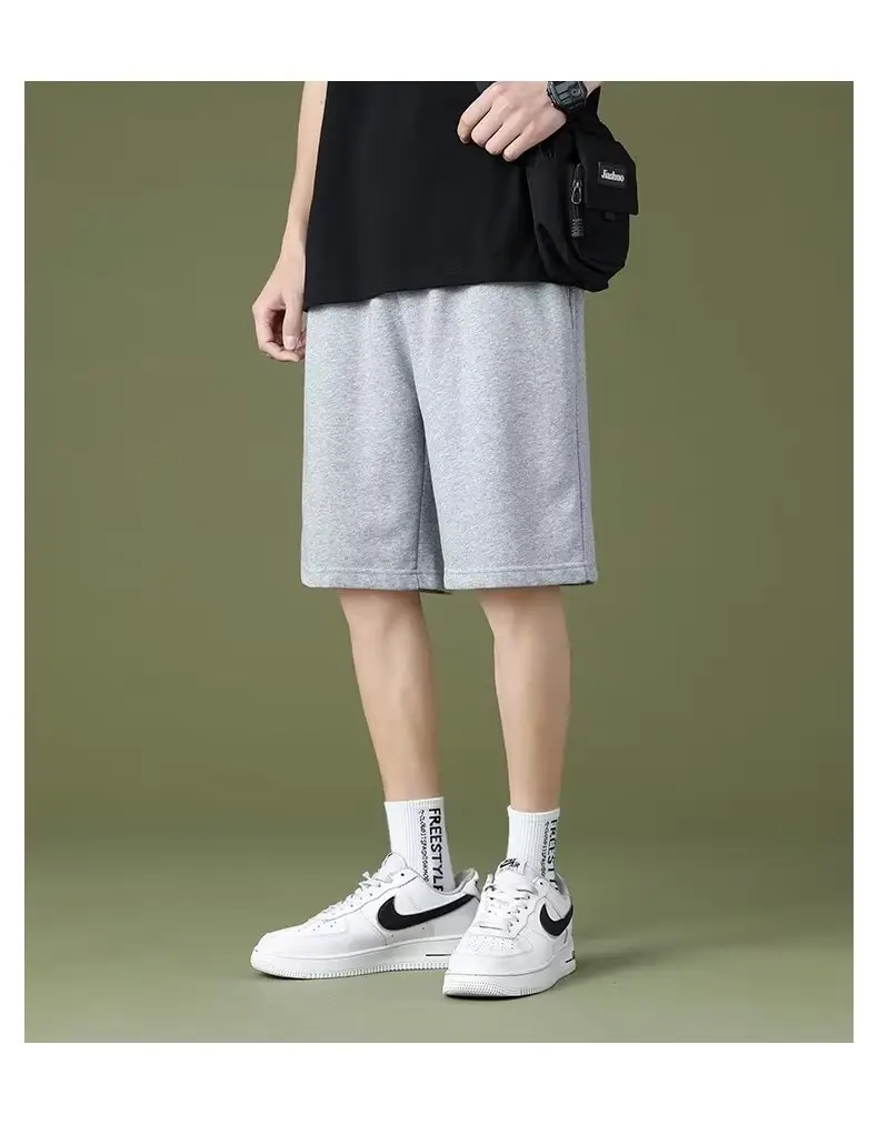 Men Grey Elastic Waist Shorts Summer Casual — feature 19