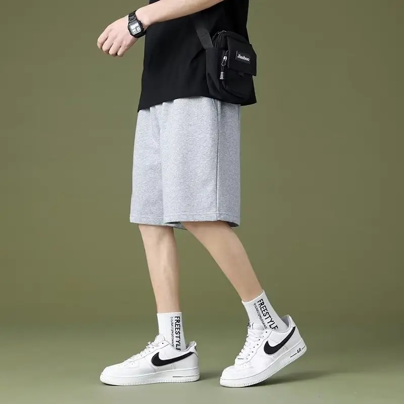 Men Grey Elastic Waist Shorts Summer Casual — feature 20