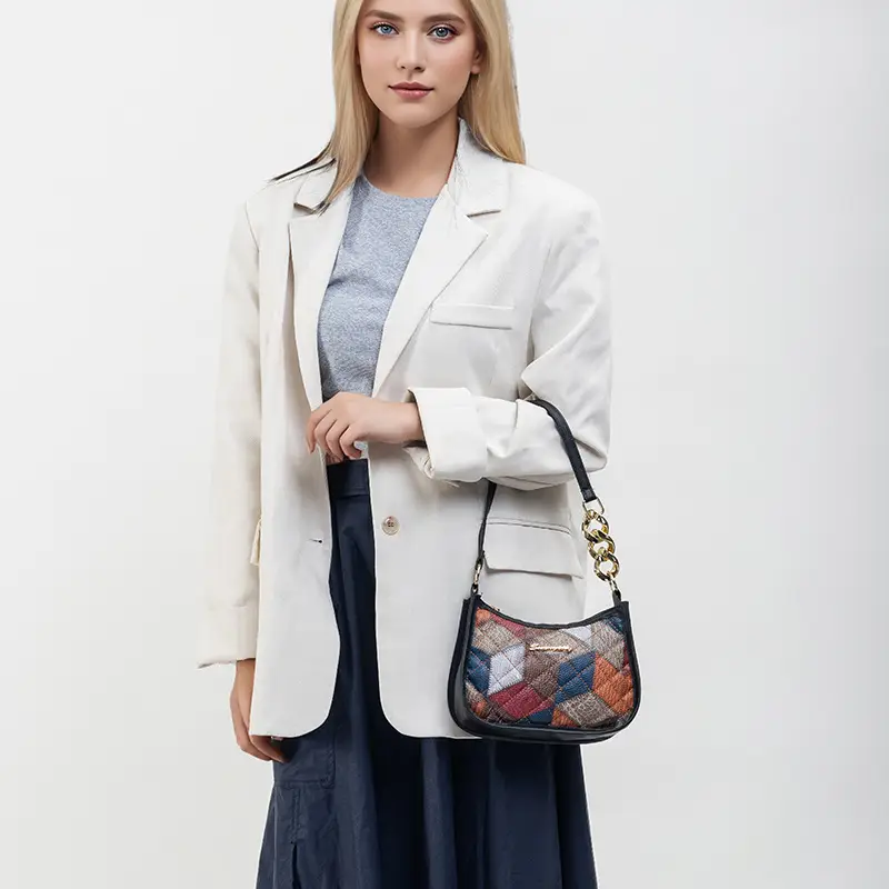 Colorful Diamond Print Shoulder Bag for Women - Image 6