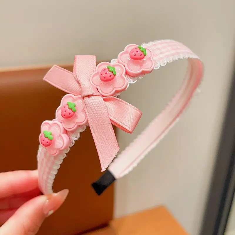 Girls Hair Hoop Pink Bow Toothed Clip - Image 10