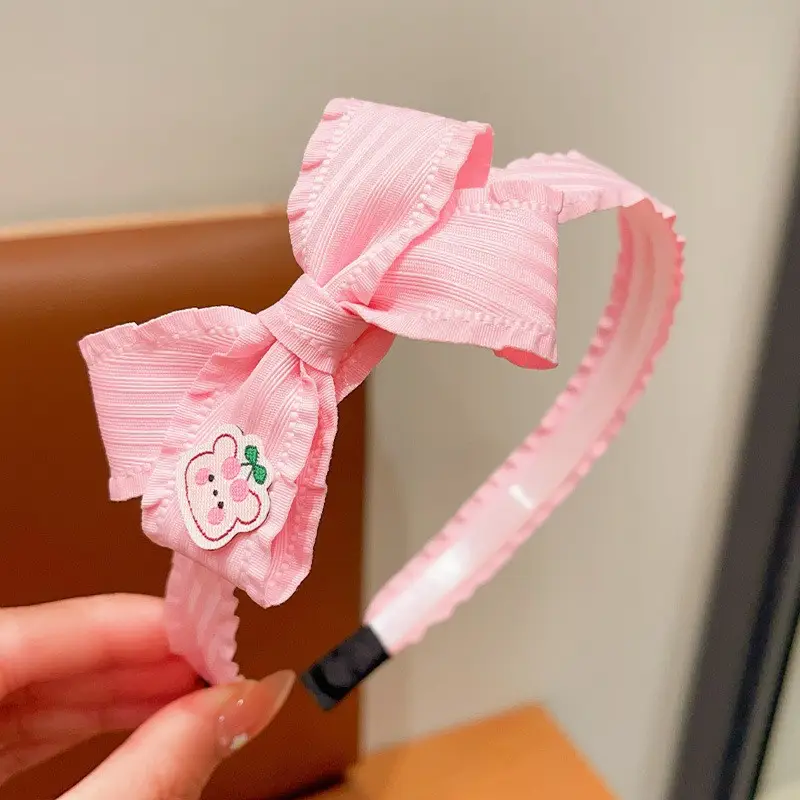 Girls Hair Hoop Pink Bow Toothed Clip - Image 12