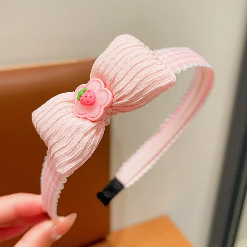 Girls Hair Hoop Pink Bow Toothed Clip - Image 13