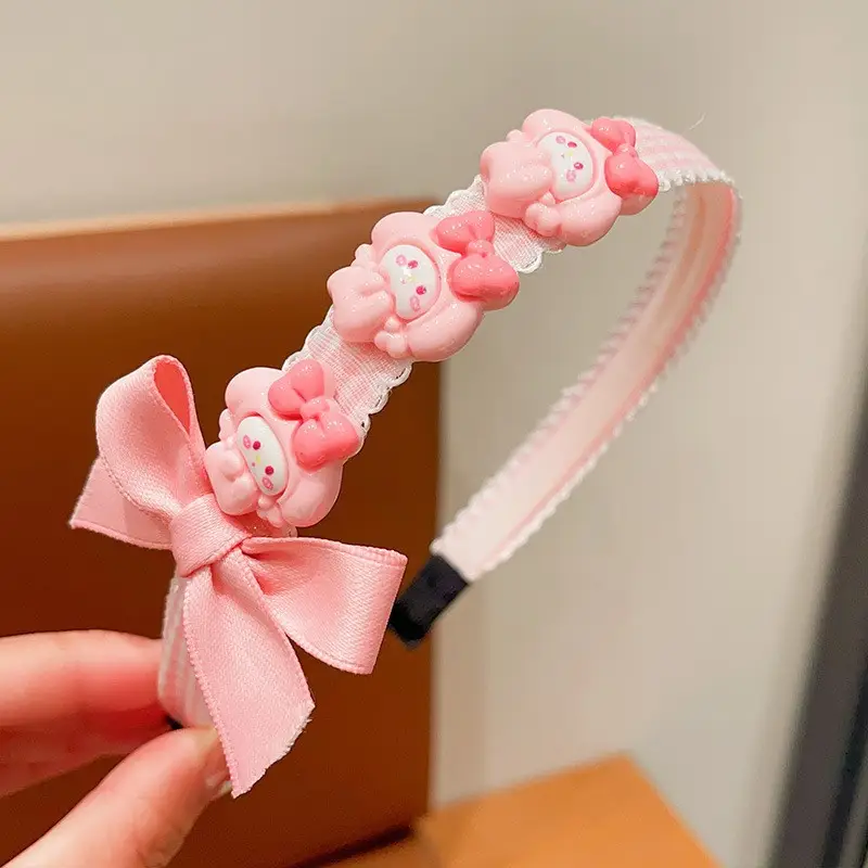 Girls Hair Hoop Pink Bow Toothed Clip - Image 9