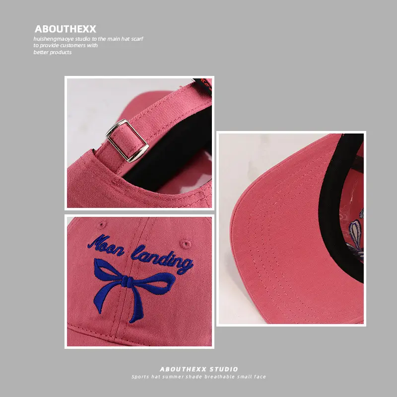 Korean Bow Embroidered Women's White Baseball Cap - Image 5