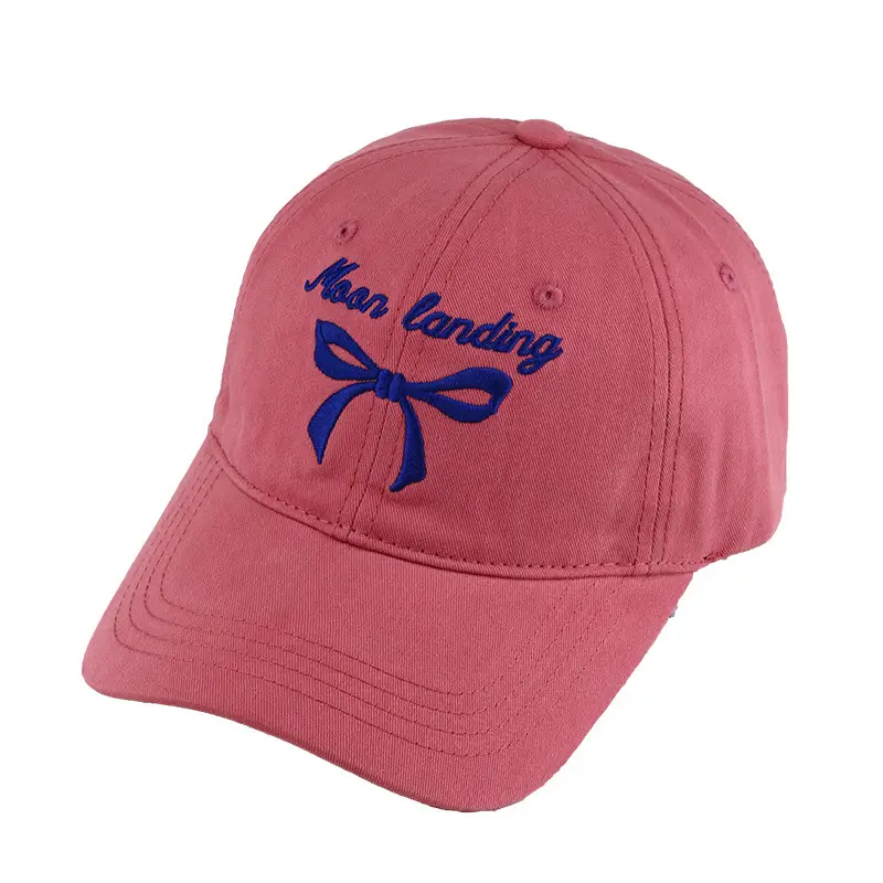 Korean Bow Embroidered Women's White Baseball Cap - Image 7