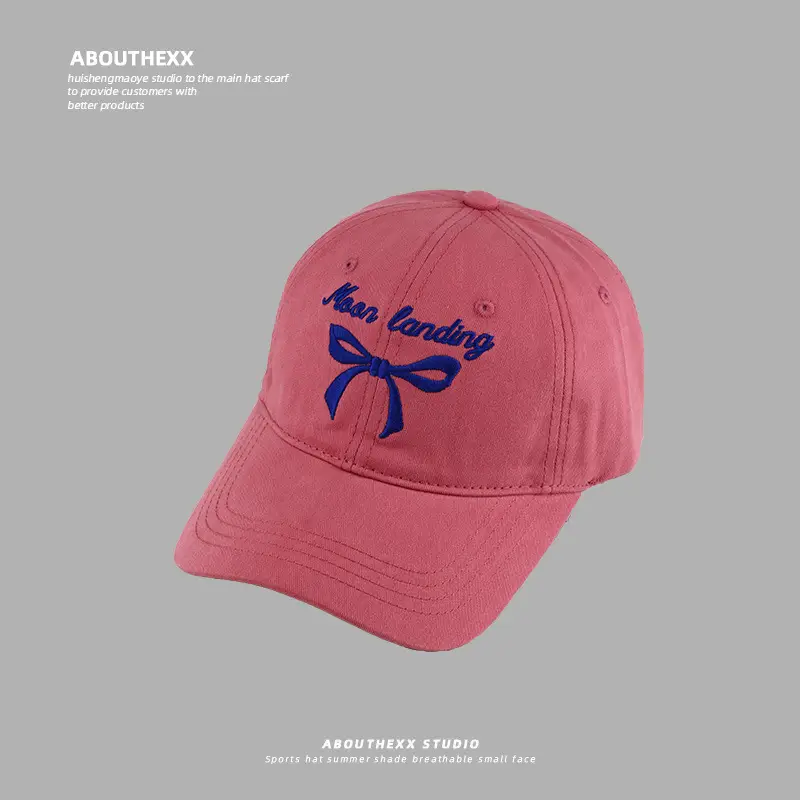 Korean Bow Embroidered Women's White Baseball Cap — feature 12