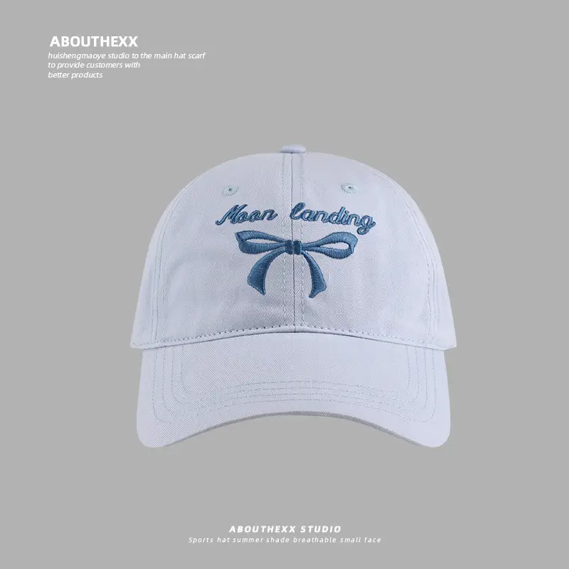 Korean Bow Embroidered Women's White Baseball Cap — feature 8