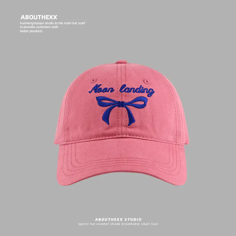 Korean Bow Embroidered Women's White Baseball Cap — feature 10