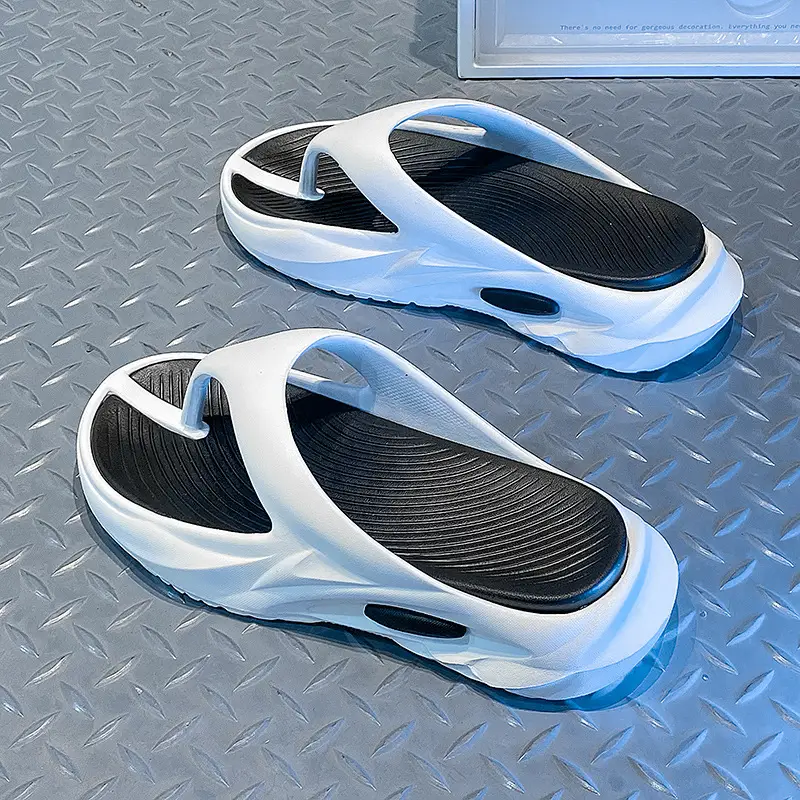 Summer Men's Two-color Thick Bottom Outdoor Beach Vacation Indoor Non-slip EVA High Elastic University All-match Clip Flip Flops - Image 6
