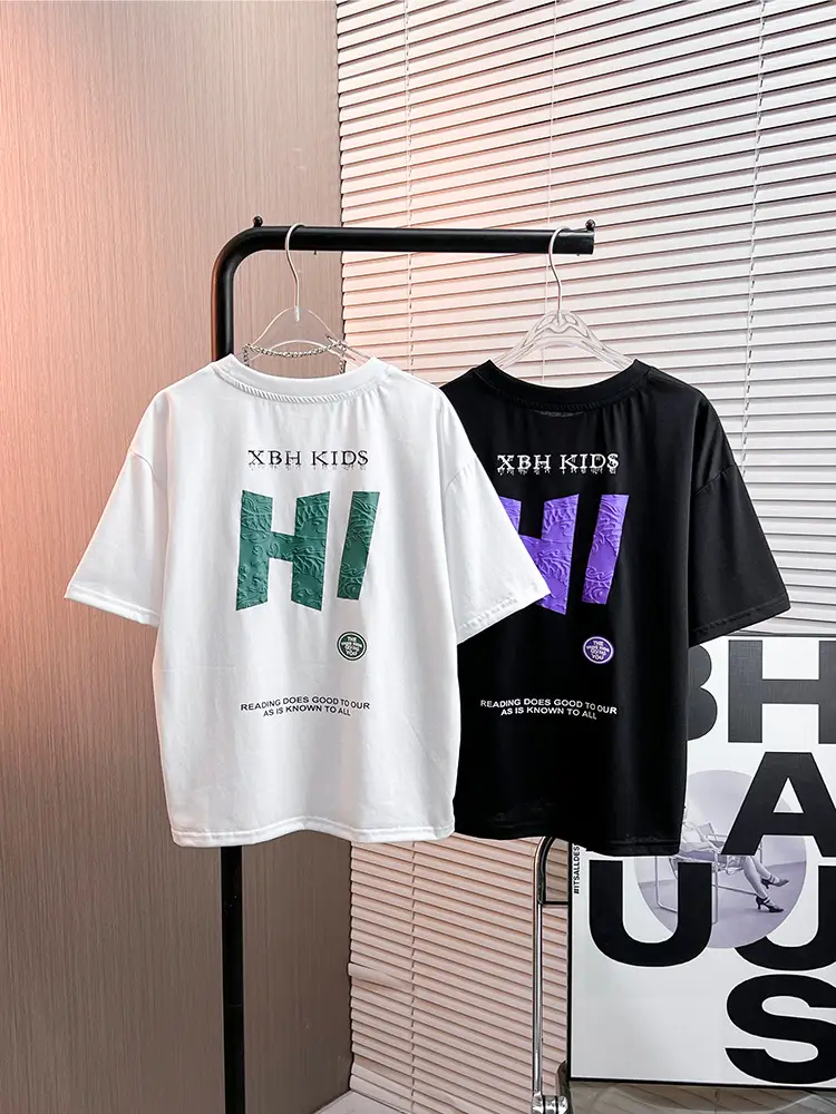 Boys Black Hi Letter Print T-Shirt 2026 - Image 6