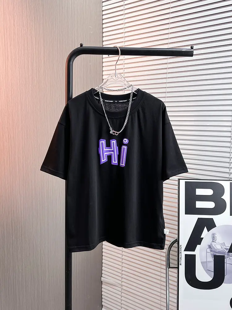 Boys Black Hi Letter Print T-Shirt 2026 - Image 8