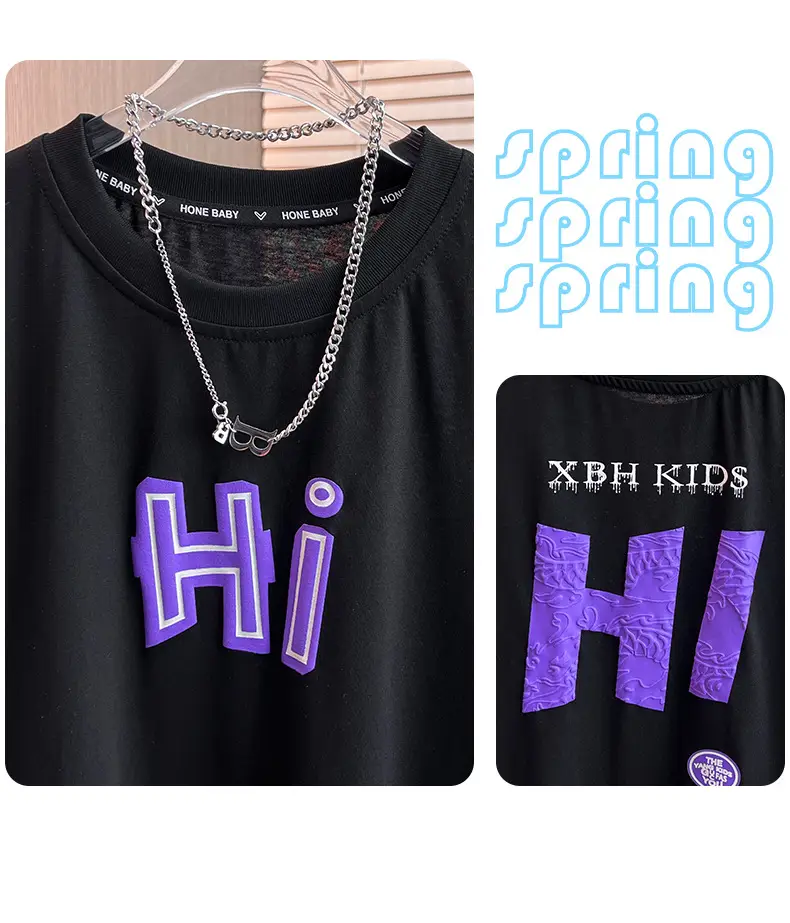 Boys Black Hi Letter Print T-Shirt 2026 — feature 18