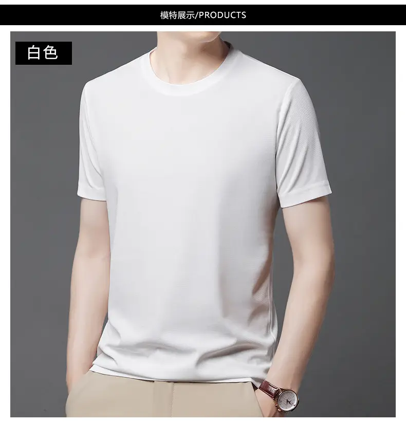 Men Navy Crossbody Crewneck T-Shirt Short Sleeve — feature 11