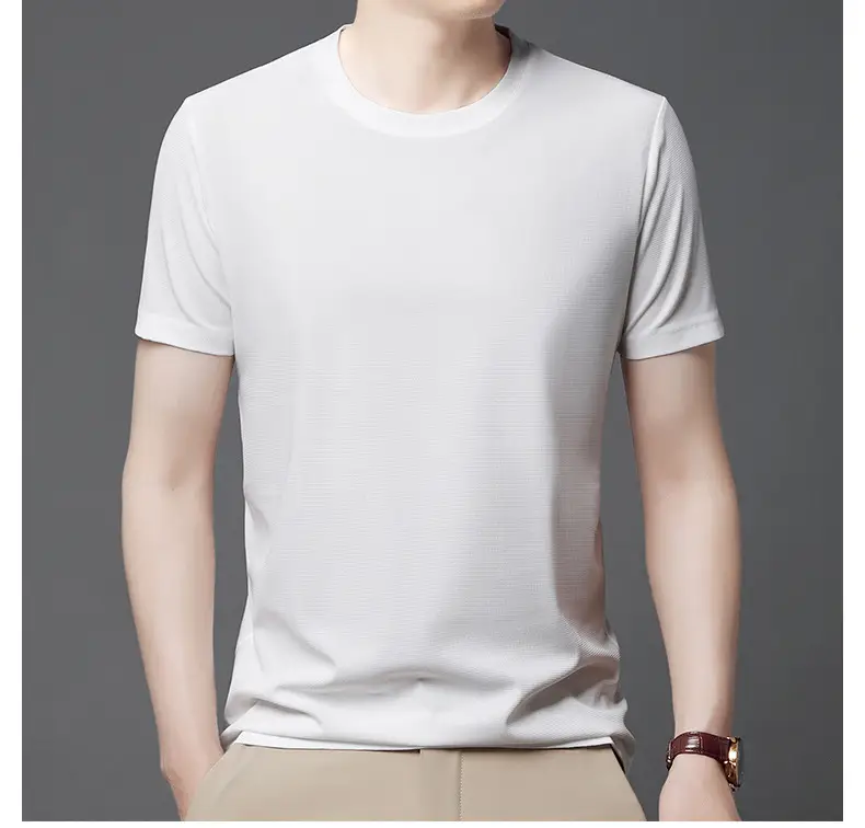 Men Navy Crossbody Crewneck T-Shirt Short Sleeve — feature 12