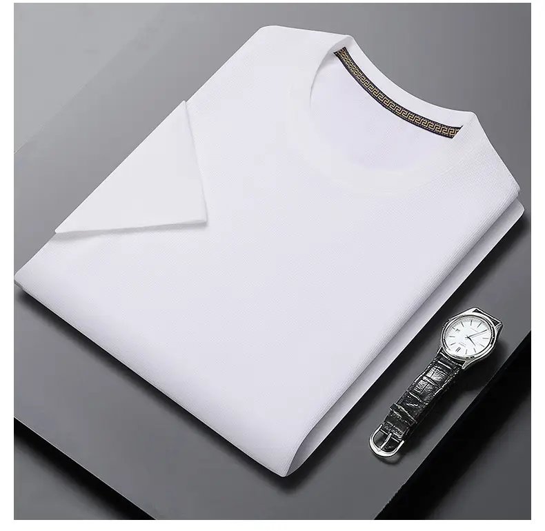 Men Navy Crossbody Crewneck T-Shirt Short Sleeve — feature 14
