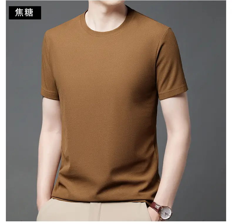 Men Navy Crossbody Crewneck T-Shirt Short Sleeve — feature 19