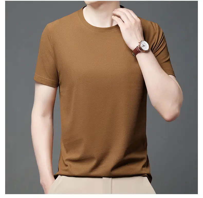 Men Navy Crossbody Crewneck T-Shirt Short Sleeve — feature 21