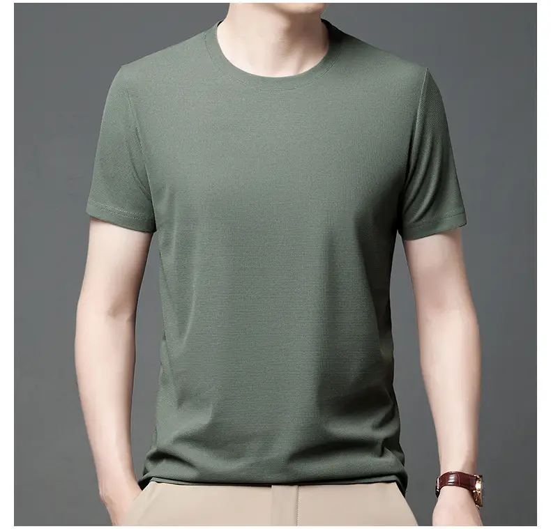 Men Navy Crossbody Crewneck T-Shirt Short Sleeve — feature 28