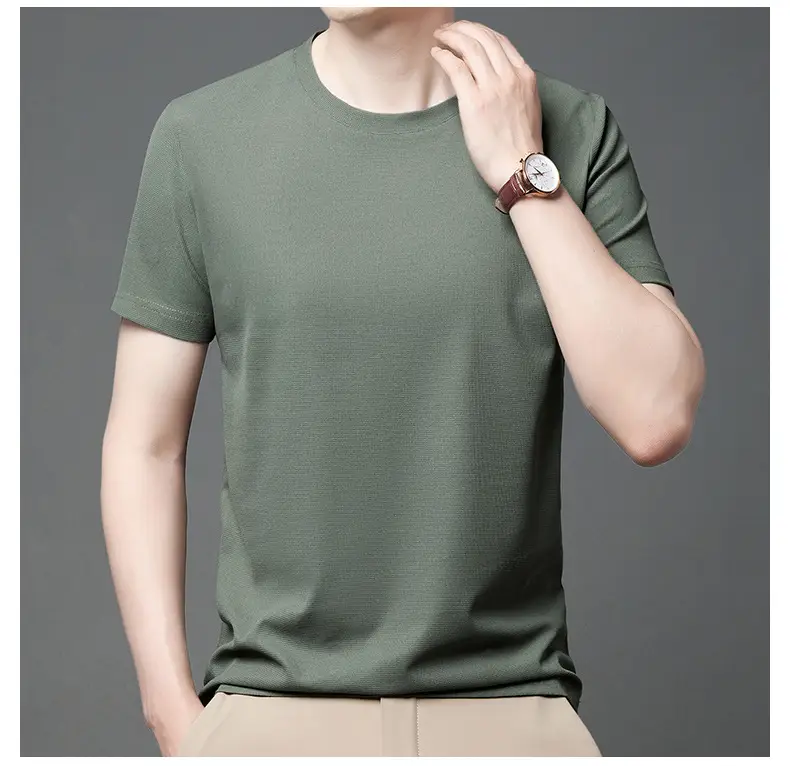 Men Navy Crossbody Crewneck T-Shirt Short Sleeve — feature 29