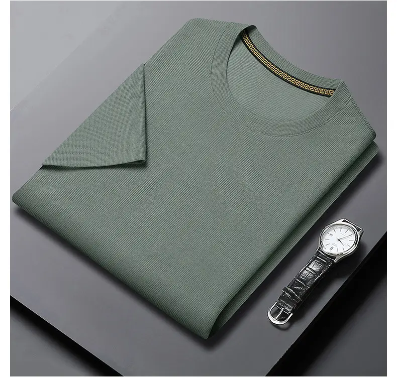 Men Navy Crossbody Crewneck T-Shirt Short Sleeve — feature 30